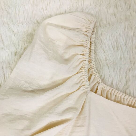 GIANNI BINI Ivory Puffed Sleeve‎ Cropped Peasant Blouse Top Square Neck Medium - Picture 4 of 8